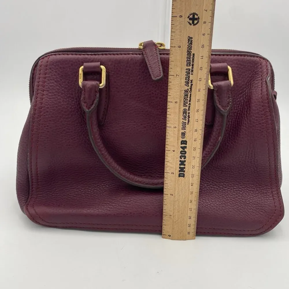 MCM Leather Satchel Burgundy Handbag Vintage Crossbody Tote Travel Purse Germany